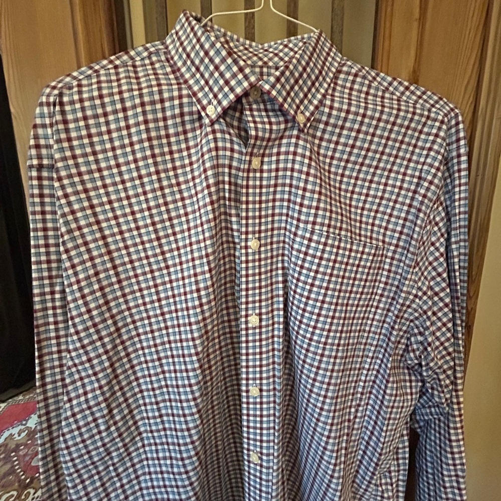 johnnie-O Red and Blue Check Button-Down Dress Shirt